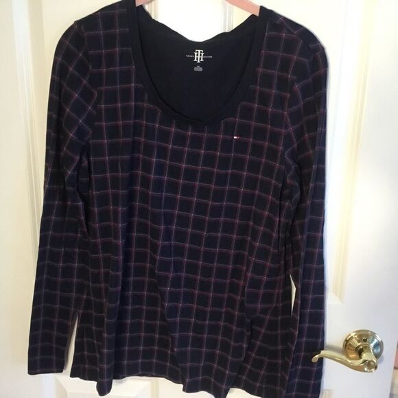 NWOT Tommy Hilfiger Women’s Large  L/S Plaid Top - Picture 2 of 8